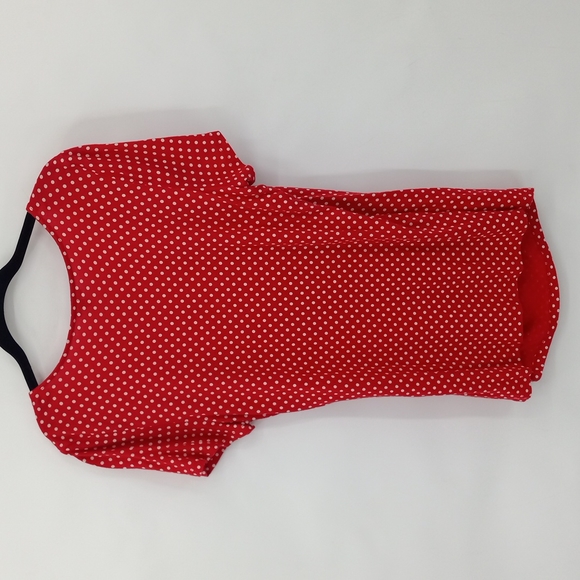 Talbots Surplice Neckline Top Polka Dot Short Sleeve Size Large Red White - Picture 8 of 8